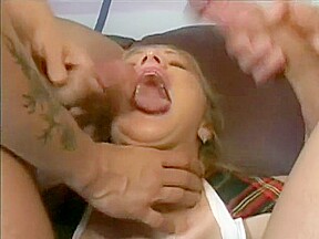 Naughty slut Jessica Dee gets a mean dicking from two big guys