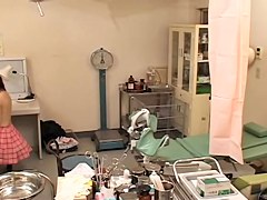 Nerdy Japanese teen 18+ got her cunt examined by a naughty gyno
