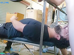 Nice Cock Gives Deep Throat Workout On The Weight Bench Bushmanjim