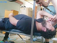 Nice Cock Gives Deep Throat Workout On The Weight Bench Bushmanjim