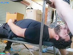 Nice Cock Gives Deep Throat Workout On The Weight Bench Bushmanjim