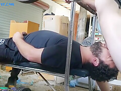 Nice Cock Gives Deep Throat Workout On The Weight Bench Bushmanjim