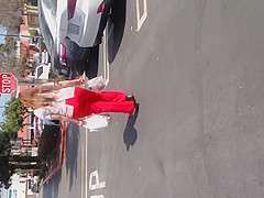 Nice booty Mexican Milf in red dress