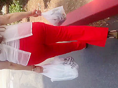 Nice booty Mexican Milf in red dress