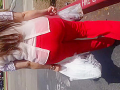 Nice booty Mexican Milf in red dress