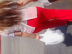 Nice booty Mexican Milf in red dress