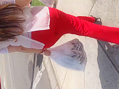 Nice booty Mexican Milf in red dress