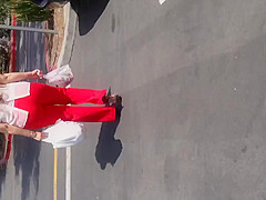 Nice booty Mexican Milf in red dress