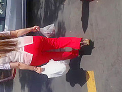 Nice booty Mexican Milf in red dress