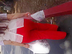 Nice booty Mexican Milf in red dress