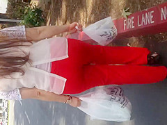 Nice booty Mexican Milf in red dress