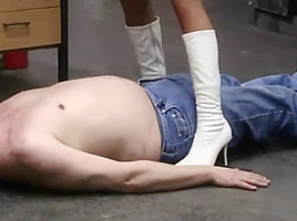Nice girl white boots trampling 4