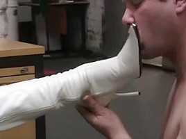 Nice girl white boots trampling 4