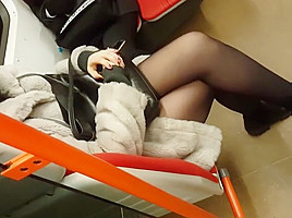 Nice legs in black pantyhose