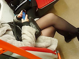 Nice legs in black pantyhose