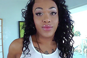 Nubian shemale with pierced cock wanks