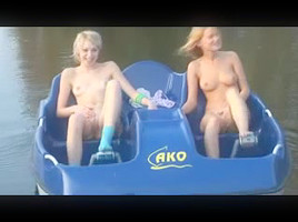 Nude Beach - Two Blond teens 18+ Playing on the Water