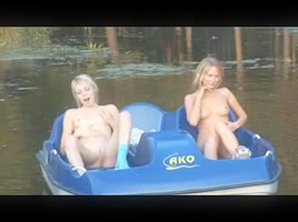 Nude Beach - Two Blond teens 18+ Playing on the Water
