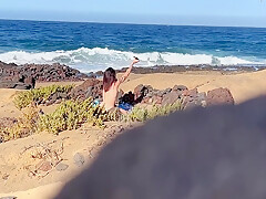 Nudist Beach Blowjob: I Show My Hard Cock To A Bitch That Asks Me For A Blowjob And Cum In Her Mouth