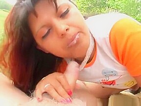 Old cock jerked on this outdoor interracial fucking