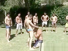 Outdoor gay gangbang fuck fest