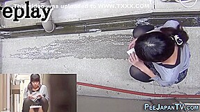 Petite Asian With Hairy Pussy Peeing Outdoors On Public