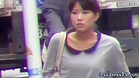 Petite Asian With Hairy Pussy Peeing Outdoors On Public