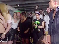 Petite Euro slave fucked in public bar