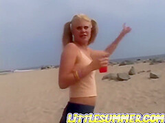 Petite teen 18+ Masturbating On The Beach