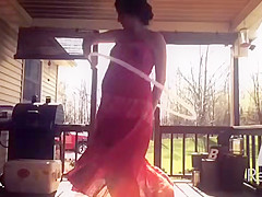 Pregnant Young Step mom Emily in See through Dress on