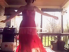Pregnant Young Step mom Emily in See through Dress on