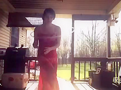Pregnant Young Step mom Emily in See through Dress on