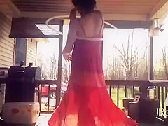 Pregnant Young Step mom Emily in See through Dress on