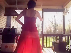 Pregnant Young Step mom Emily in See through Dress on