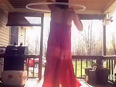 Pregnant Young Step mom Emily in See through Dress on