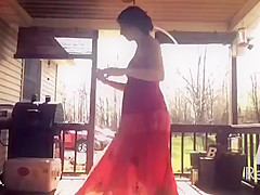 Pregnant Young Step mom Emily in See through Dress on