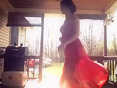 Pregnant Young Step mom Emily in See through Dress on