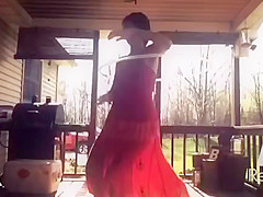 Pregnant Young Step mom Emily in See through Dress on