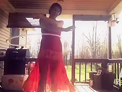 Pregnant Young Step mom Emily in See through Dress on