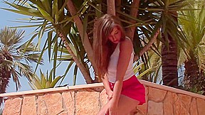 Pretty brunette having fun outside