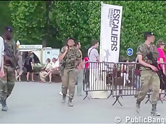 Public Fmf Threesome Next To The Crowdy With Eiffel Tower