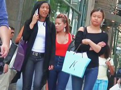 Public street candid college asian chicks