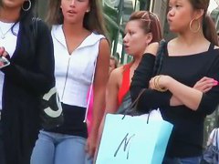 Public street candid college asian chicks