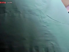 Public upskirt view on the white panty