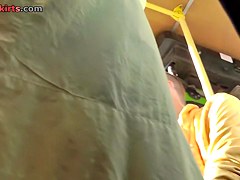 Public upskirt view on the white panty