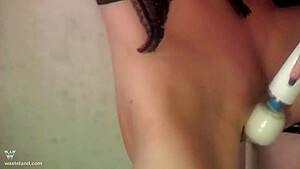 Pvc Clad Redhead Femdom Owns Submissive Lover With Cane And Magic Wand Vibrator
