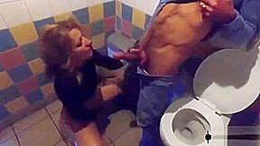 Real French Mature fucks in restaurant's WC
