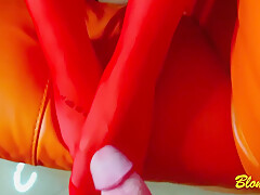 Red Sock Big Cock Cum On Feet