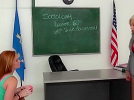 Redhead Alex Tanner tongues by stepmom at school