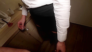 Redhead Slut In Fishnet Stockings Giving Pov Blowjob
